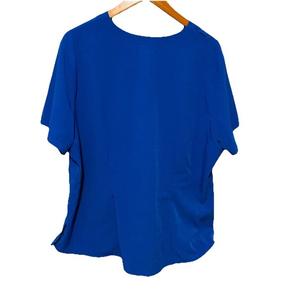 AVE Shirt Womens Size 2XL Blue Scrubs Top V-Neck Nurse Uniform Work Tech Pockets - Picture 2 of 8